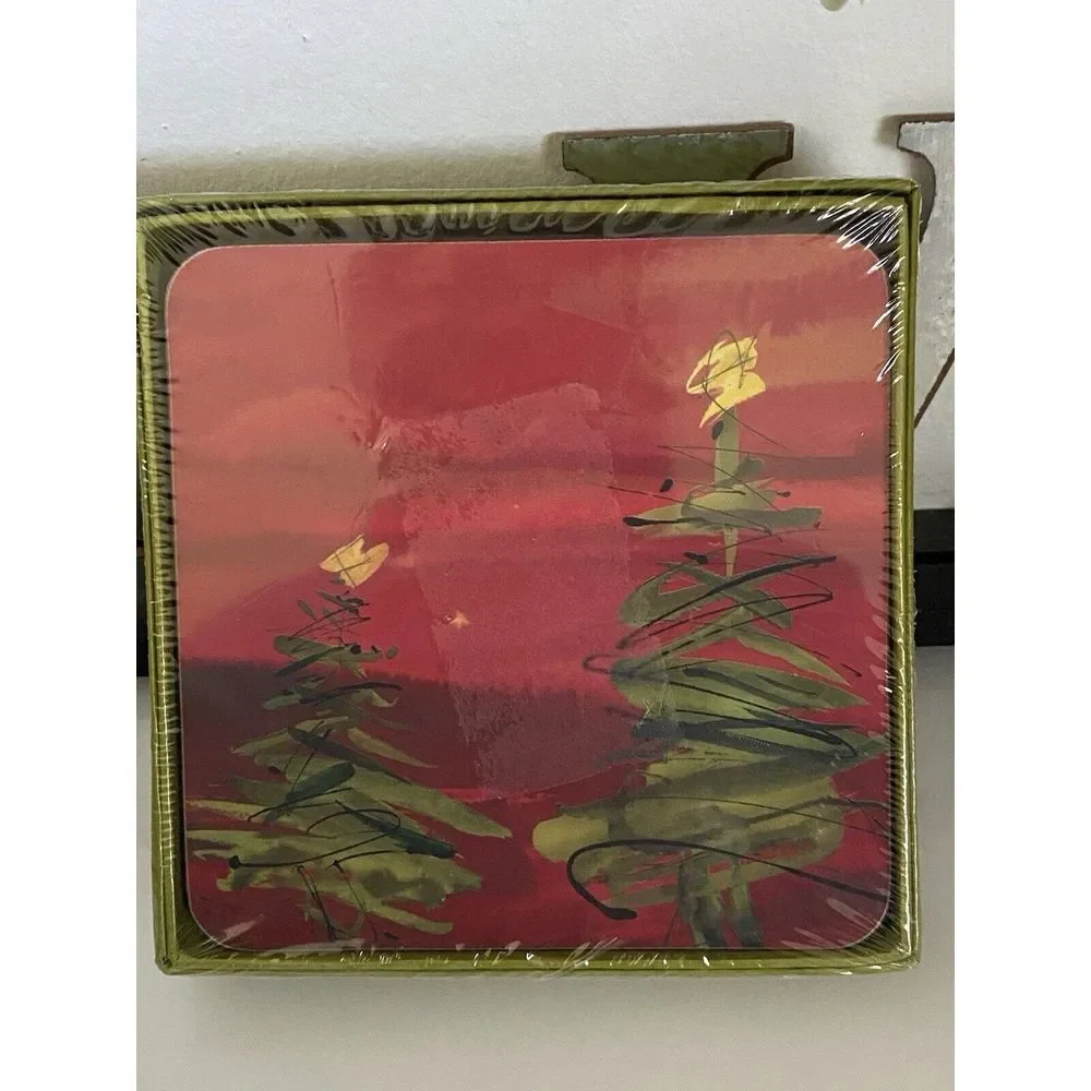 Rock Flower Paper 4 Coasters Abstract Cool Contemporary Christmas Tree 4